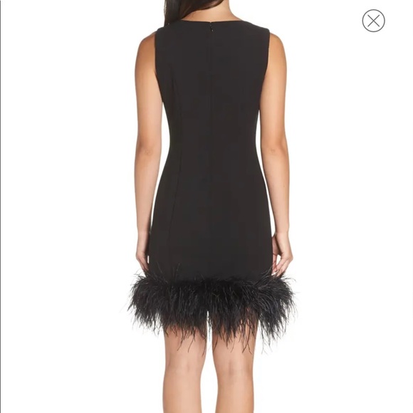 Eliza J Feather Trim Bodycon Dress 
